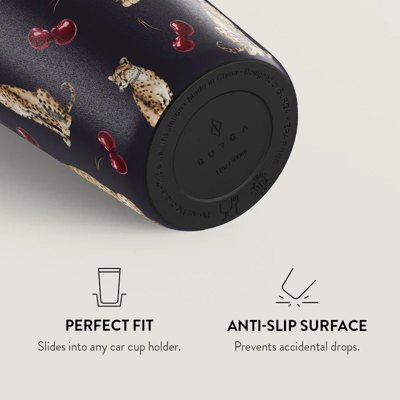 Burga  Burga Cougar 700ml Travel Mug Flap & Straw Set Lid Combo – BPA-Free Stainless Steel, Triple-Layer Insulated, Leak-Resistant, Premium Printed Design – Hot & Cold Drinks  | Best Price UAE